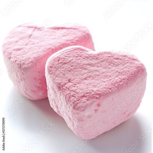 Heart Shaped Pink Marshmallows Delicious Confectionery Treat Sweet Love Concept