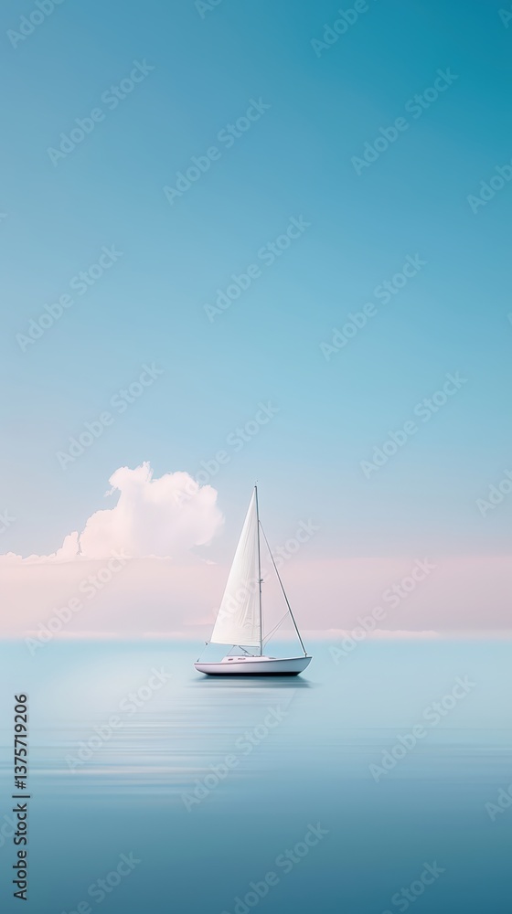 Fototapeta premium Serene sailboat on tranquil waters