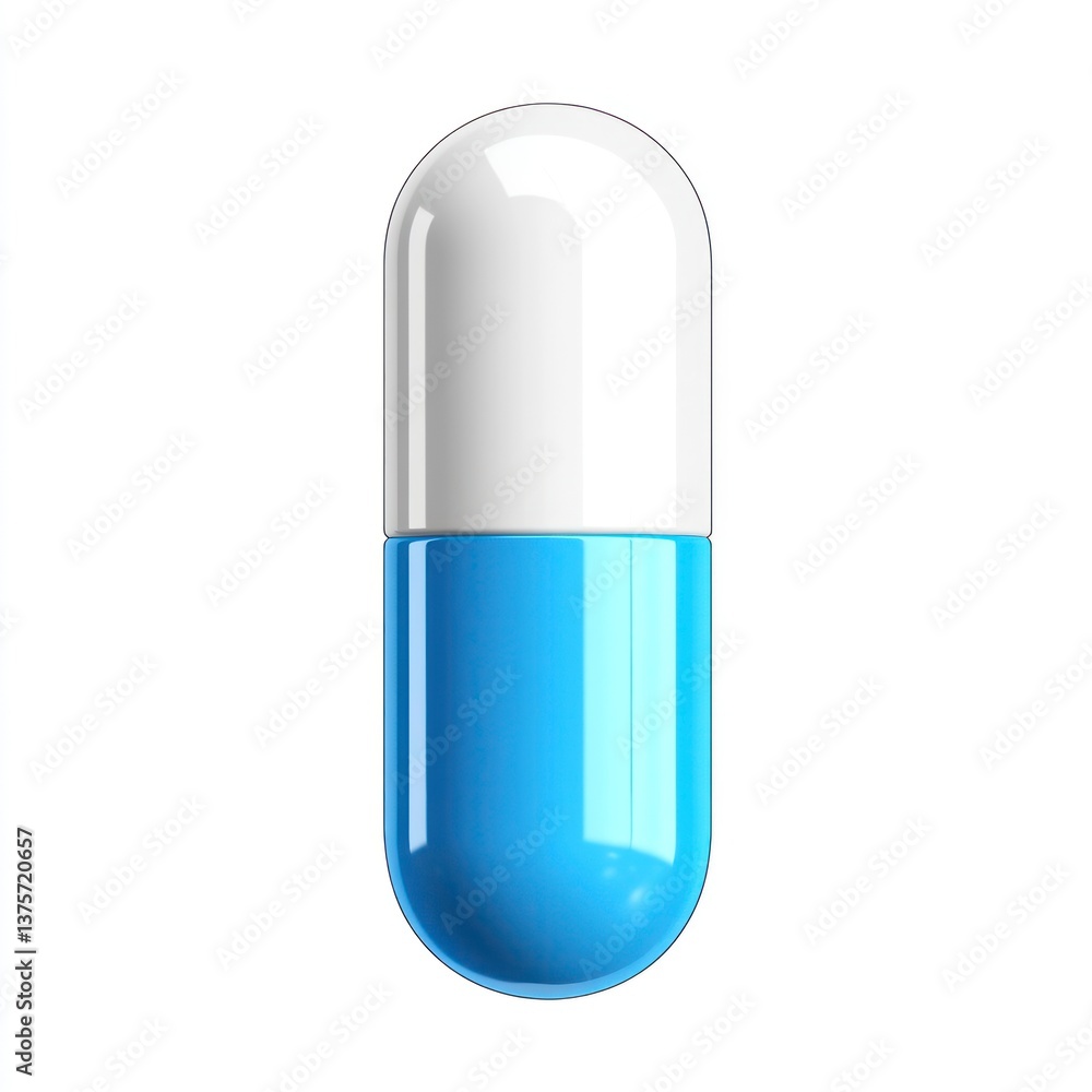 Isolated Pill Capsule in Blue and White Medicine Concept Illustration Isolated Pill Capsule in Blue and White Medicine Concept Illustration