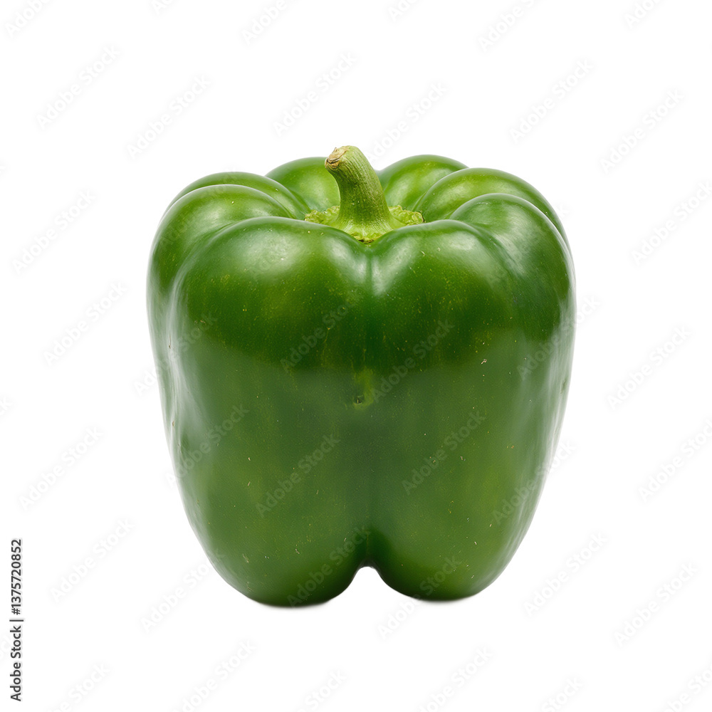 Fresh green bell pepper with vibrant color and flawless texture perfect for healthy lifestyle and cooking concepts Fresh green bell pepper with vibrant color and flawless texture perfect for healthy lifestyle and cooking concepts