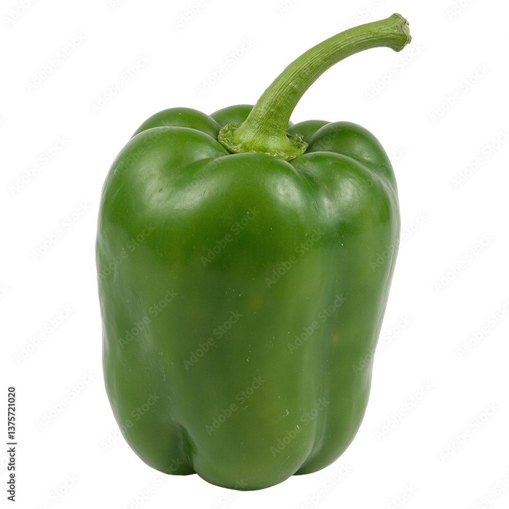 A close up of a vibrant green pepper with a glossy texture perfect for food and agriculture concepts A close up of a vibrant green pepper with a glossy texture perfect for food and agriculture concepts