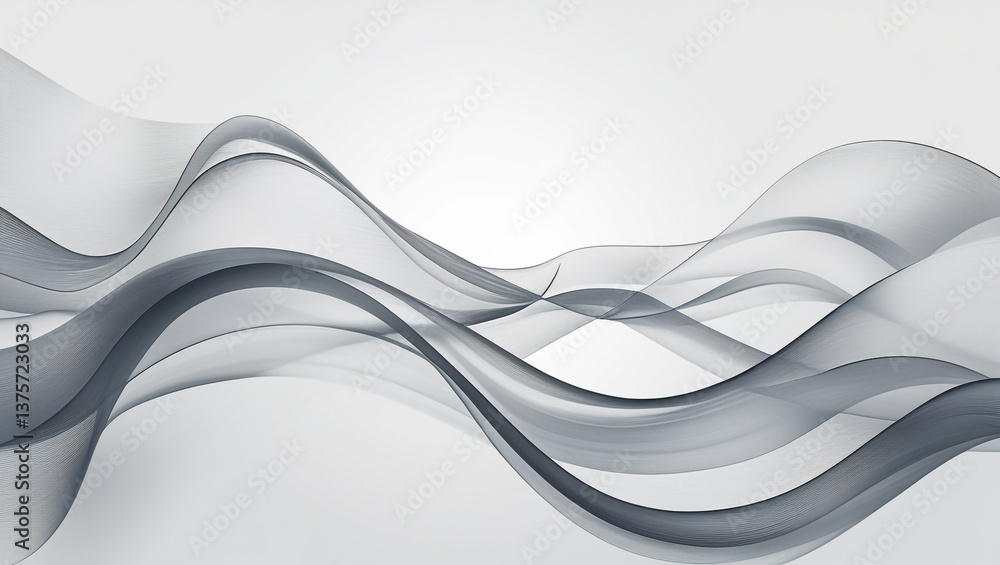 Obraz premium Abstract design featuring overlapping, flowing, translucent gray lines creating a wave-like pattern