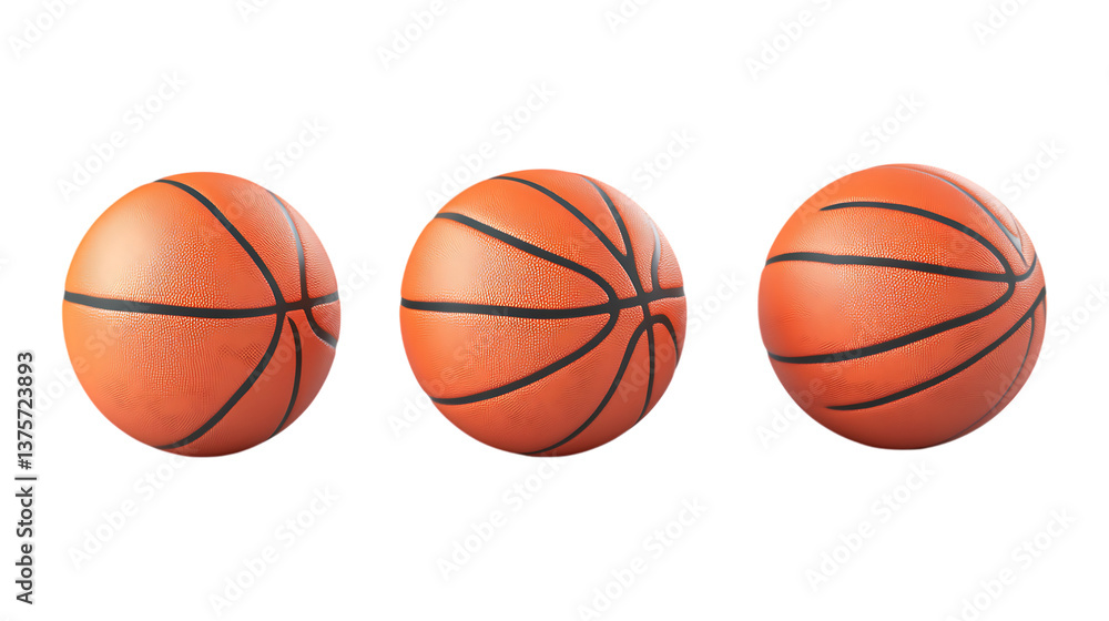 Fototapeta premium Basketball Set of Three Different Poses on Transparent Background for Sports Branding, Team Marketing, or Event Promotion