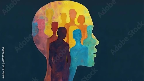 Wallpaper Mural Inclusion, equity and diversity represented by multicolored silhouettes in one person Torontodigital.ca