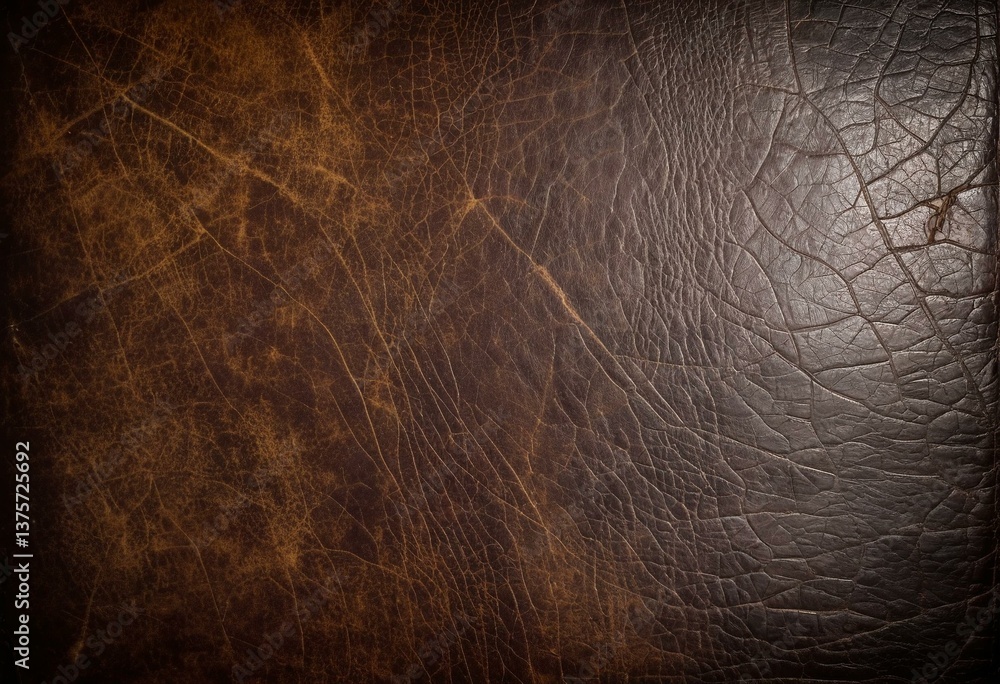 Fototapeta premium A brown leather texture with a black background.