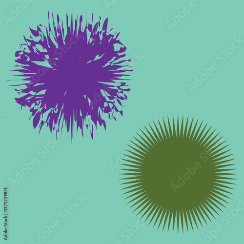Sunburst set.sunbeam and sunrise light vintage circles