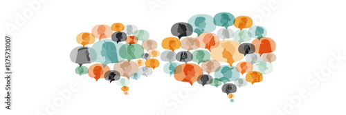 Different people in chat bubbles. Communication concept.