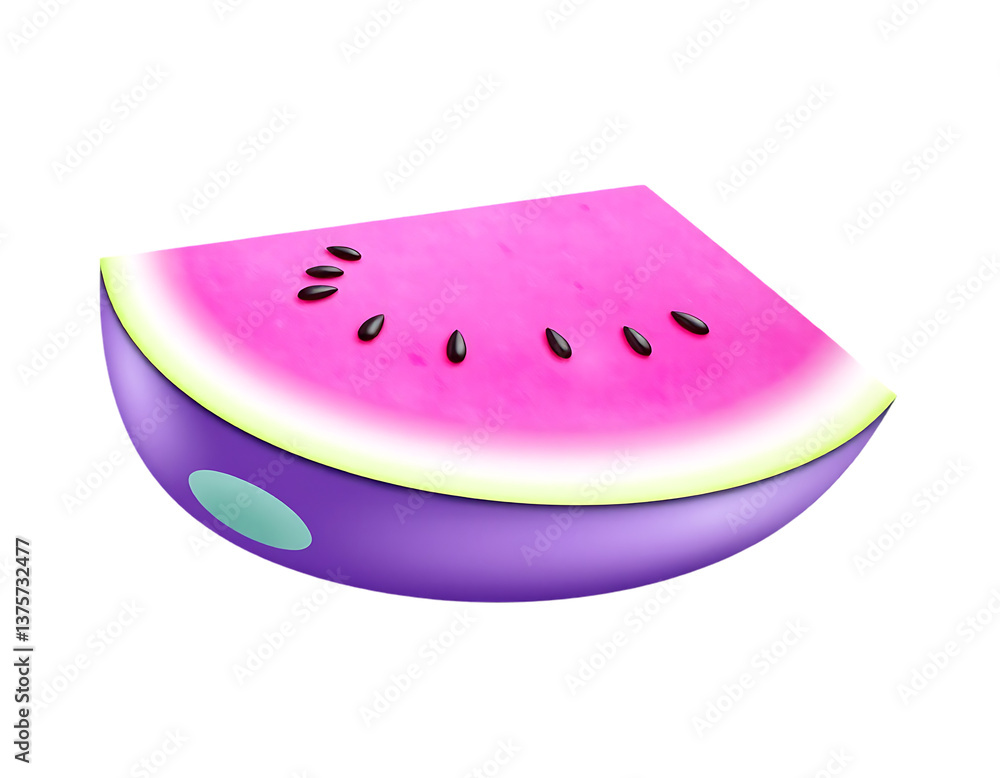 A vibrant slice of purple and pink watermelon, a healthy and refreshing summer dessert A vibrant slice of purple and pink watermelon, a healthy and refreshing summer dessert
