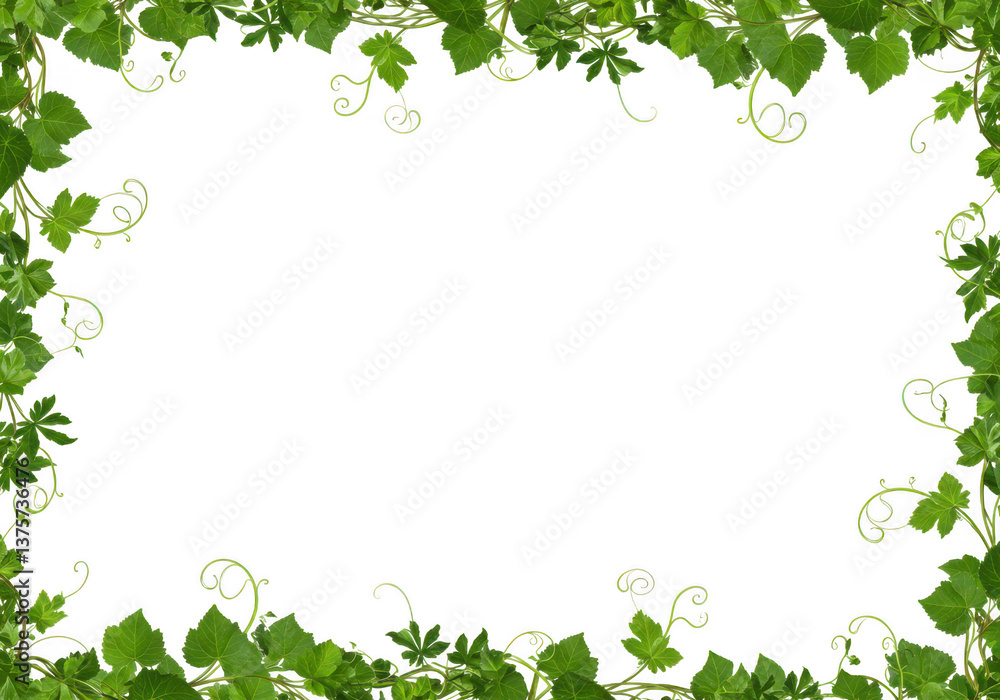 Frame of green leaves and vines Frame of green leaves and vines