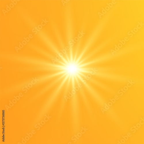  Warm sun on a yellow background. Leto.bliki solar rays