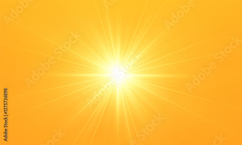  Warm sun on a yellow background. Leto.bliki solar rays