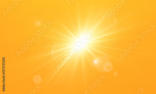  Warm sun on a yellow background. Leto.bliki solar rays