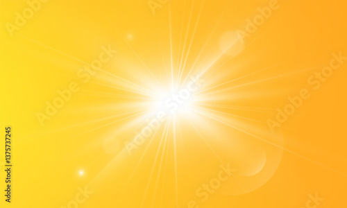  Warm sun on a yellow background. Leto.bliki solar rays