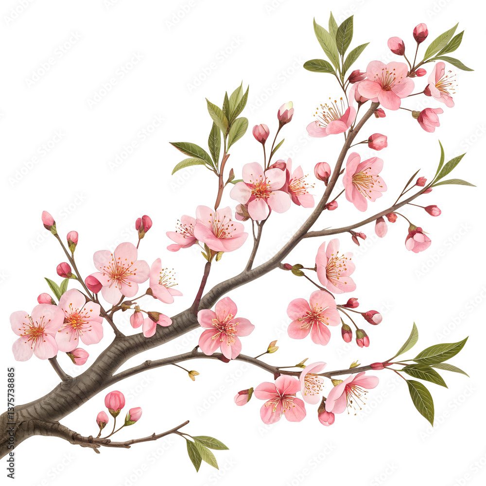 Red cherry blossom isolated on transparent background Red cherry blossom isolated on transparent background