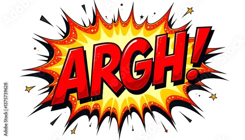 ARGH speech explosion pop art bubble exclamation cloud isolated on a white background
