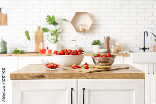 Bowl, colander and board wi...