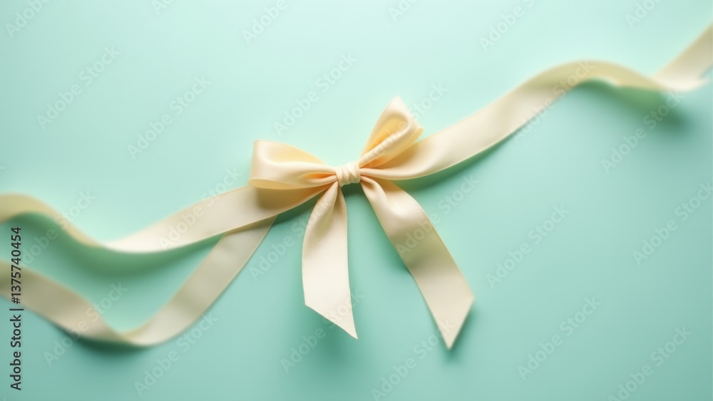 Naklejka premium Elegant Bow And Cream Ribbon on Teal