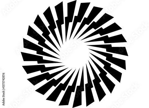 Round frame. Electric pattern. Swirled vector design element black on white background. Abstract ring. Vector spiral background. Flash arrow.