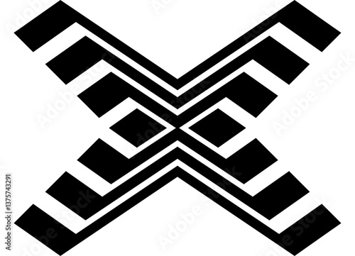 Vector letter X in black on a white background.
Strict modern striped pattern with lines.  Black and white vector background. logo. design element. design element