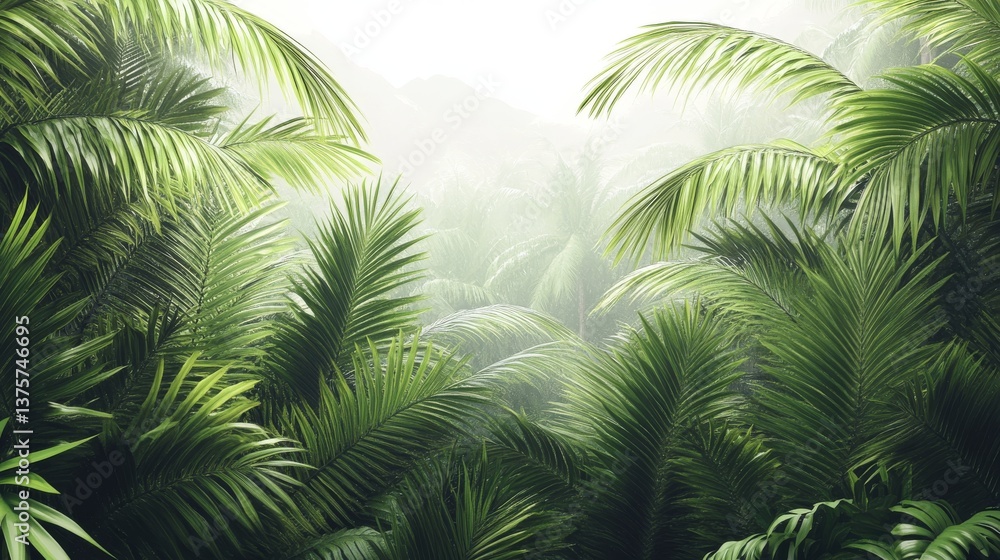 A thick, green jungle set against a backdrop of cloudy skies A thick, green jungle set against a backdrop of cloudy skies