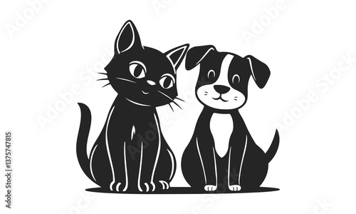 Cat and dog. Vector illustration of pets, pets emblem