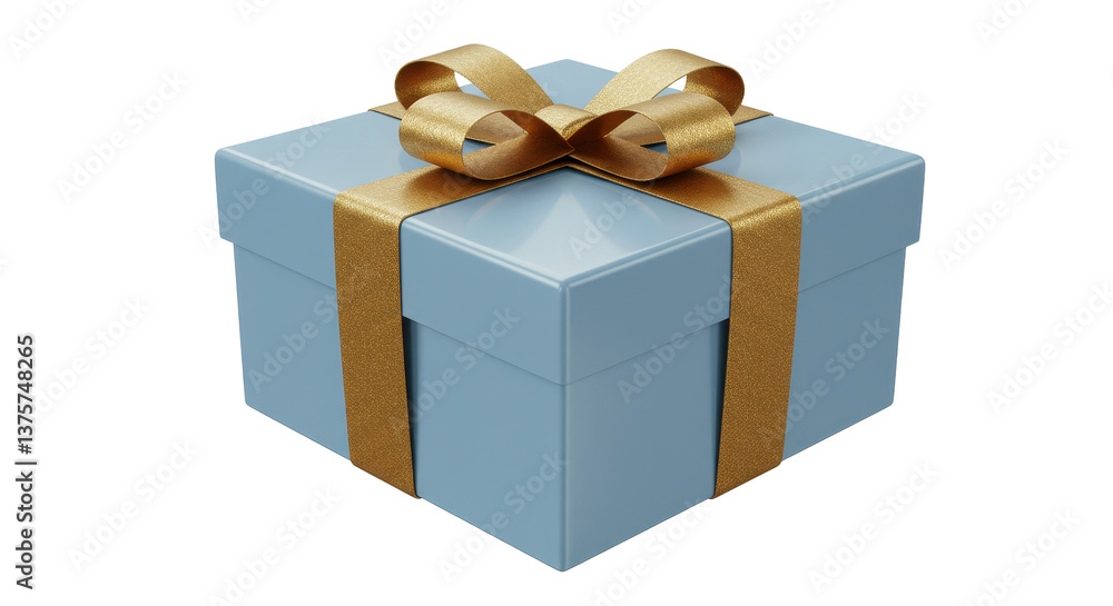 Isolated Blue Gift Box with Gold Ribbon Isolated Blue Gift Box with Gold Ribbon