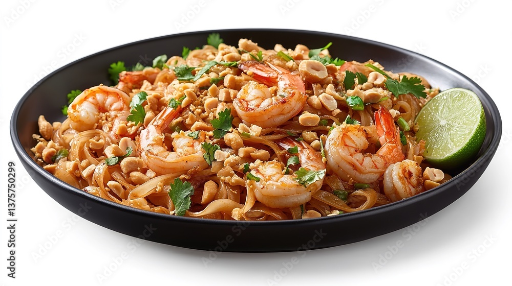 Delicious pad thai stir-fry with shrimp thailand food photography restaurant close-up culinary delight Delicious pad thai stir-fry with shrimp thailand food photography restaurant close-up culinary delight