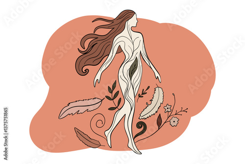 An illustration of an elegant woman, a feminist concept. Good for any project.