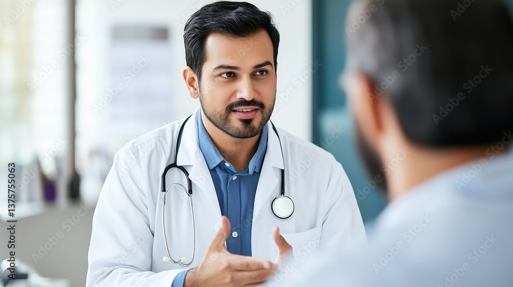 Physician Discusses Test Results with Patient in Clinic Setting Physician Discusses Test Results with Patient in Clinic Setting
