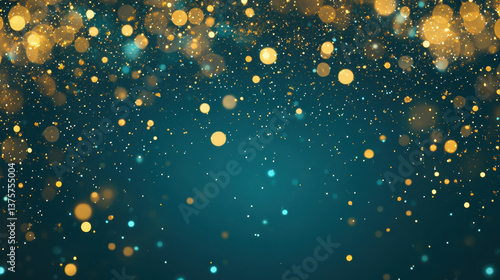 Magical Sparkling Bokeh with Blue and Gold Hues in Soft Background