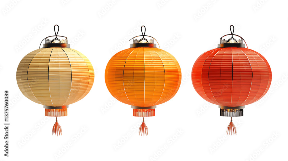 Fototapeta premium Pack of Chinese Lantern set Against Transparent Background for Decorative Branding, Botanical Promotion, or Design Projects