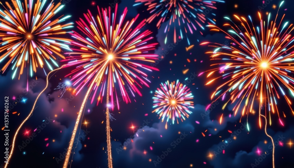 Fototapeta premium Abstract Fireworks Create an image that mimics the beauty of fireworks bursting in the sky, with trails of color and light.