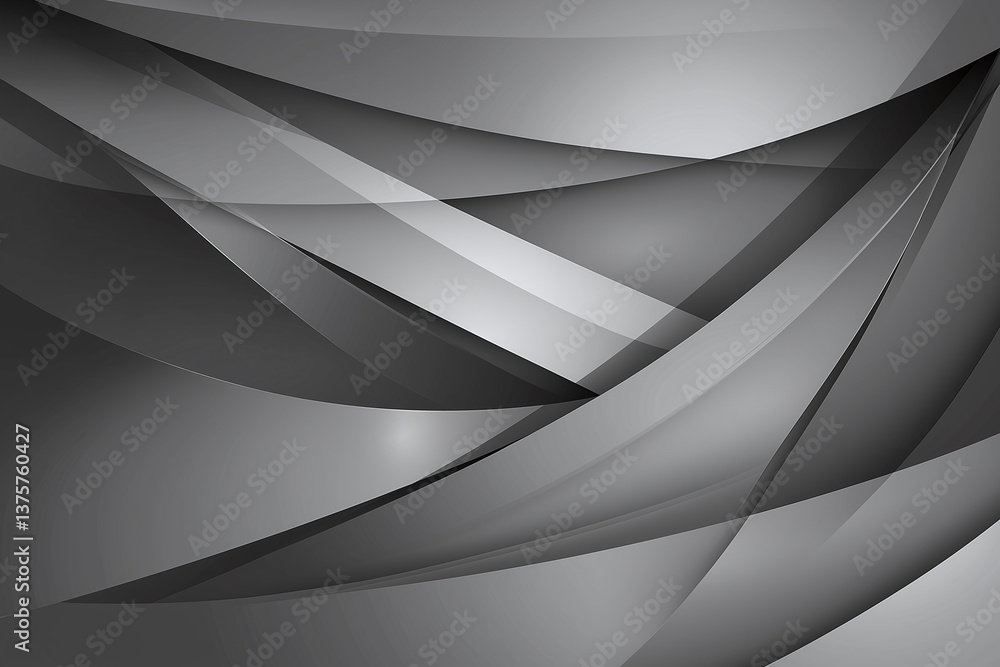Abstract gray waves create sophisticated and neutral background, perfect for modern designs. smooth curves and gradients evoke sense of calm and elegance