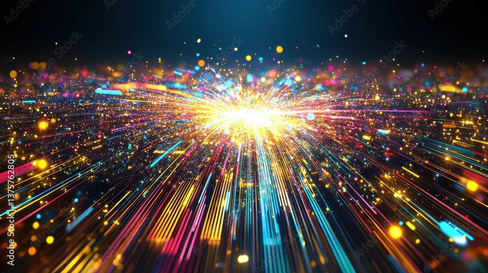 Obraz premium Vibrant Colorful Light Explosion Abstract Background