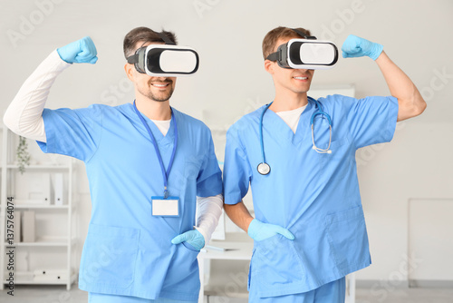 Male doctors with VR glasse...