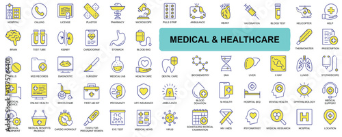 Medical and Healthcare Line Icons - Editable Stroke Vector Set