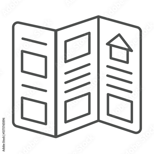Event flyer thin line icon, city museum concept. Vector graphics. Paper booklet, polygraphy sign on white background, outline style icon for mobile or web design.