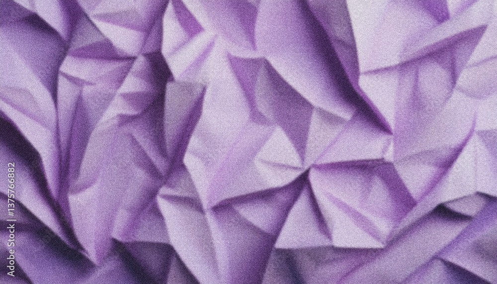 Obraz premium Crumpled purple paper forming abstract geometric shapes, creating textured surface for creative design backgrounds