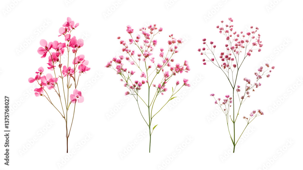 Breath Flowers Set of Three Different Poses on Transparent Background for Floral Design, Gift Marketing, or Event Decoration Breath Flowers Set of Three Different Poses on Transparent Background for Floral Design, Gift Marketing, or Event Decoration