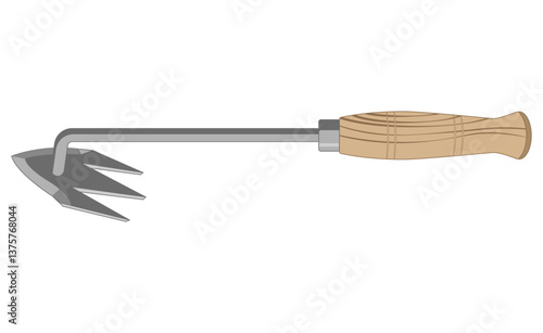 Weed Remover with wooden handle. Garden tool. Vector illustration isolated on white.