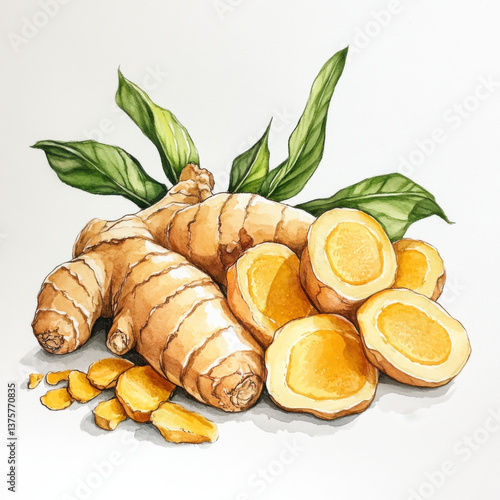 ginger on a white background 