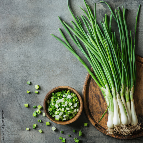 green onions on white background,