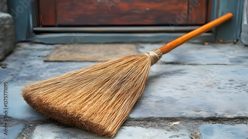 Wallpaper Mural A Simple Broom Resting on a Stone Threshold Torontodigital.ca