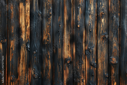 Obraz na płótnie Burnt wood texture with bold charred aesthetic, showcasing deep black and rich brown tones. This striking surface adds unique character to any design w salonie