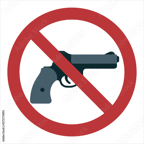 Gun Not Allowed Icon Sign, Weapons Prohibited