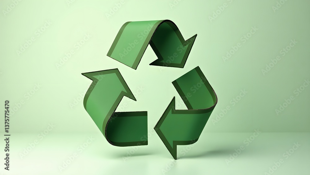 Obraz premium Bright Green Recycle Symbol Icon on a Clean Neutral Background with Ample Copy Space