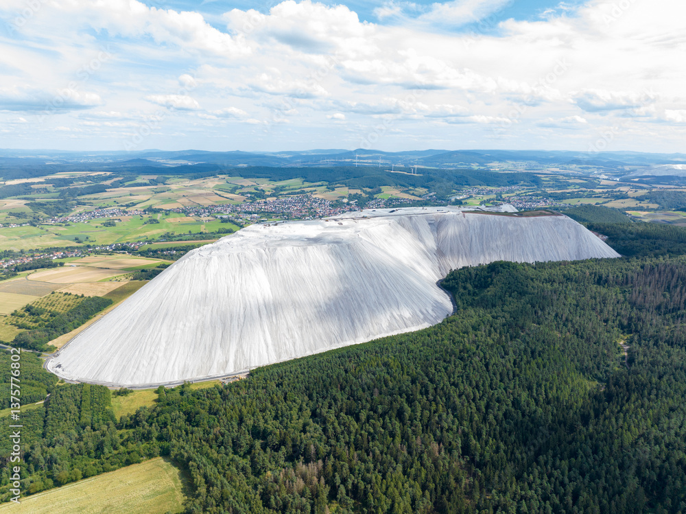 White Slagheap, Waste Heap in Germany - Monte Kali - Salt Mountain in Heringen, Germany.