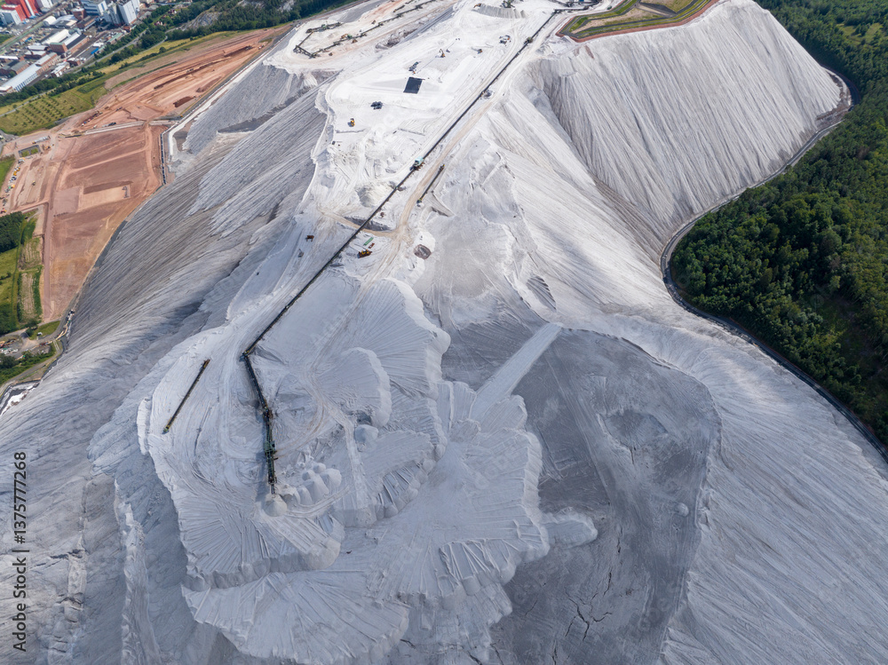 White Slagheap, Waste Heap in Germany - Monte Kali - Salt Mountain in Heringen, Germany.