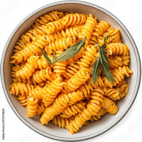 gomiti pasta in a bowl, white