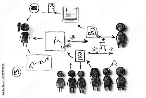 Obraz na płótnie Customer journey mapping and buyer persona notes illustrate interactions and processes. This visual representation highlights flow of information and decision making in business context w salonie